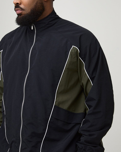 Unisex High Quality Coated Windbreaker Hooded Stand Collar <b>Jacket</b> Wholesale OEM Side Piping Two Color Matching Side Panel - Product Image 3