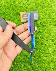 Classic Sustainable Barber Straight <b>Razor</b> Throat Shaving Safety <b>Razor</b> Rainbow Design Stainless Steel <b>Single</b> <b>Blade</b> Safe Underarm - Product Image 2