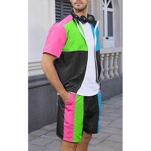 2026 Custom <b>Embroidery</b> Men's High Quality Nylon Jogging Suit Reflective Logo Breathable Zipper Two Piece Short Windbreaker <b>Set</b> - Product Image 5