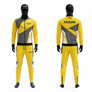 TAISON SPORTS Premium 300g Polyester/Nylon Waterproof Breathable <b>Fleece</b> Winter Sporty Hooded Track Suit Grey Navy <b>Orange</b> Panel - Product Image 4