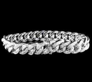 Moissanite <b>Charm</b> Bracelet Gold <b>Silver</b> Plated 30 Gm Weight Luxury Style Micro Insert Unisex Gift Anniversary Customized Jewelry - Product Image 1
