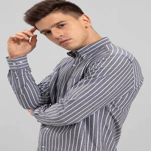Camisa informal de manga larga abotonada para hombre, 100% algodón, logotipo personalizado, transpirable, antiarrugas, tela Dobby para adolescentes y adultos - Product Image 2