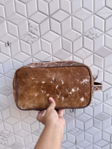 Hand Tooled Leather <b>Toiletry</b> New Designer Organizer Shaving Kit Man Women Travel Cosmetic Bags Cowhide Leather Makeup Bags - Product Image 2