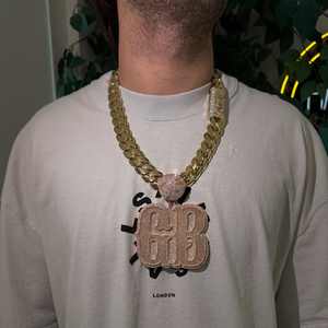 Pendentif personnalisé Hip Hop pour homme en argent sterling 925 avec lettres, chiffres, nom, initiale ou logo, serti de diamants Moissanite VVS - Product Image 2