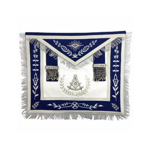 Delantal Masónico de Ex-Maestro Masón de la Logia Azul, Blanco y Azul Rey con Bordado Plateado, Diseño Personalizado Aceptable - Product Image 1