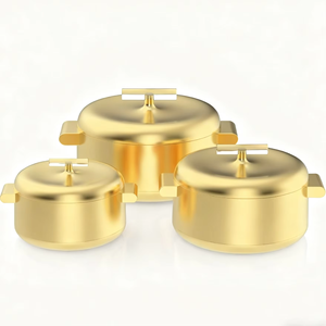 Cazuela de tonos cálidos, hermosa y muy demandada, con tapa a juego, juego de tres piezas, calentador de alimentos - Product Image 1