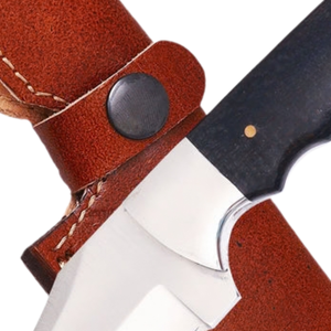 Cuchillo de caza de hoja fija plateada con gancho pulido para desollar, ideal para supervivencia en exteriores y despliegue de animales en el campo. - Product Image 4