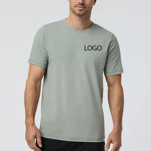 T-shirt pour homme à col rond, design streetwear et outdoor, doux et confortable, service OEM, couleur unie, collection 2026 - Product Image 1