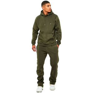 Conjunto Deportivo Personalizado Color Verde Oliva, Sudadera con Capucha Extra Grande, Pantalones Deportivos de Felpa de Algodón, Corte Holgado, Unisex, Ropa Urbana - Product Image 3