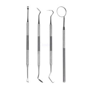 Kit dentaire ergonomique en acier inoxydable avec poignée en silicone bleu, 3 pièces (miroir, sonde, pincettes) pour usage clinique, service OEM - Product Image 3