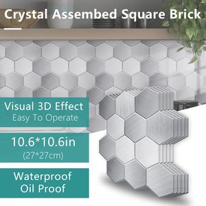 12 pezzi Stick esagonale adesivo tessere mosaico PVC Stick carta da parati per cucina bagno soggiorno decorazione impermeabile - Product Image 2
