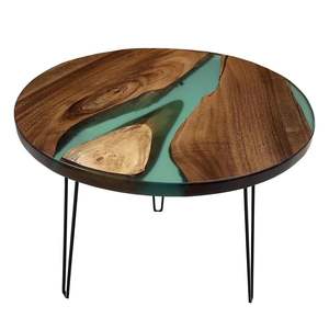 Eco-Friendly Natural Solid <b>Wood</b> Resin River Coffee <b>Table</b> <b>Top</b> Round Epoxy Resin <b>Table</b> Side <b>Table</b> Hotels and Exterior Use - Product Image 2