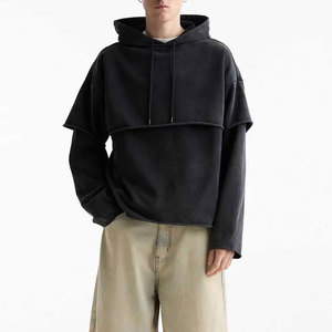 430g Vintage Washed Hoodie Heavyweight Streetwear 100% Cotton French Terry Fabric Double Layer Sleeves Wholesale Customized - Product Image 4