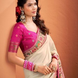 Sari en fausse fourrure Patola, tenue de fête ethnique traditionnelle pour femmes, séchage rapide, toutes saisons, ensemble de 6 pièces, fabricant en gros Aarika - Product Image 5