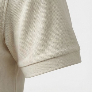 Men's <b>Cream</b> Short Sleeve 100% Cotton Pique Polo <b>Shirt</b> Casual Breathable Regular Fit Solid Knitted Design - Product Image 6