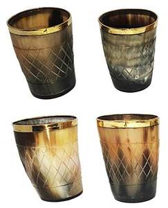Verres à bière, vin, café et eau en forme de corne d'animal, style classique poli, gravés, ensemble de verres à pinte - Product Image 3