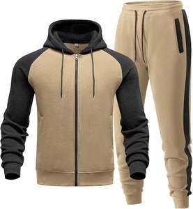 Conjunto deportivo de 2 piezas para hombre, sudadera con capucha y cremallera, conjunto de chándal para correr, informal con bolsillos - Product Image 5