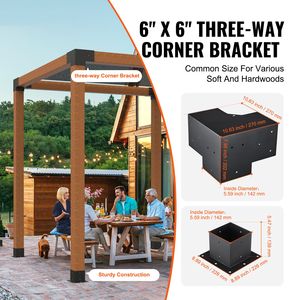 Kit Staffe Angolari Rinforzate a 3 Vie 8pz per Montaggio Facile Fai-da-te di Pergole, Gazebo e Padiglioni - Woodworks 6FT X 6FT (Dimensione Interna 5.6x5.6) - Product Image 2