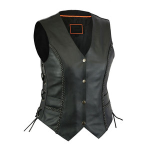 Chaleco de Cuero para Mujer al por Mayor, Personalizado, Resistente al Viento, Ecológico, Transpirable, de Alta Calidad - Product Image 1