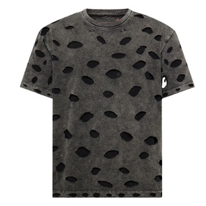 Drop Shoulder Distressed T-Shirts for <b>Men</b> 100% Cotton High Quality Breathable Lightweight Custom Logo Printing OEM Service - Product Image 1
