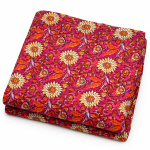 Tela Popelina Peinada Ligera, Transpirable, Orgánica y Ecológica con Estampado Floral para Ropa de Niños y Niñas - Product Image 1