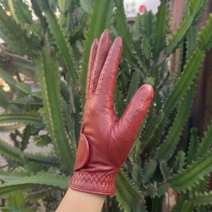 Custom Logo Cabretta Leather Golf <b>Glove</b> Perforated Soft <b>Grip</b> Hook and Loop Wrist Tab OEM ODM Manufacturer - Product Image 2