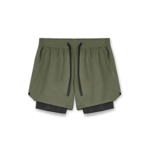Shorts de sport haute performance pour hommes 2-en-1 respirants avec short intérieur intégré OEM - Product Image 1