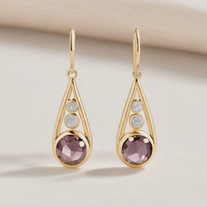 Pendientes colgantes de piedras preciosas ahumadas chapados en oro de 18 quilates de Plata de Ley 925 más vendidos para mujeres y niñas - Product Image 4