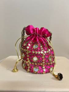 Bolso Potli con Cordón y Bordado de Cuentas, para Fiestas, Bodas, Joyería y Cosméticos - Product Image 5