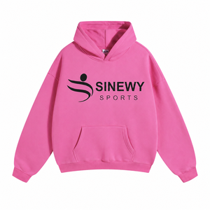 Sudadera con Capucha Unisex Rosa con Logotipo Personalizado, 100% Algodón Felpa, Estampado Frontal con Logotipo, Ropa Deportiva Informal para Invierno - Product Image 3