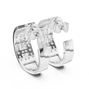 Pendientes de Aro Bali de Plata de Ley 925 con Circonitas Redondas de Corte Micro Pavé, Joyería de Lujo para Mujer - Product Image 3
