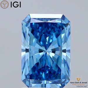 Diamante Cultivado en Laboratorio con Corte Radiante de 2.00 Quilates, Color Azul Intenso, Claridad VS1, con Certificado IGI, para Joyería Fina - Product Image 1