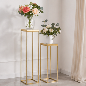 Ensemble de supports à fleurs en métal doré, style simple et luxueux, design géométrique moderne, pour mariage et décoration intérieure - Product Image 2