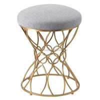 Vente chaude De Luxe Velours En Métal Poufs Coiffeuse Vanité Tabouret avec Support En Bois Décor À La Maison Accessoire