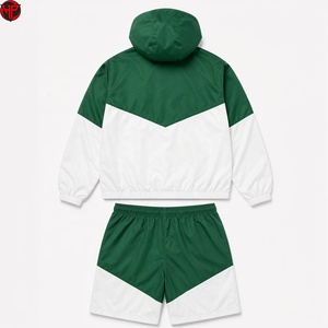 Ensemble survêtement coupe-vent color block avec veste à capuche zippée et short, tenue de sport légère, vêtements de course, ensemble short en nylon - Product Image 6