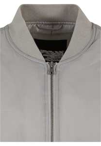 Blouson bomber gris pour homme, en toile unie avec coque en soie, fermeture éclair, col montant, style streetwear, décontracté, pour l'hiver - Product Image 3