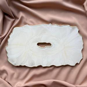 Elegant Handmade Resin Serving <b>Tray</b> <b>Gold</b> Finish Handles Modern Dishwasher Safe Foldable Dining Table Home Kitchen Restaurant - Product Image 1
