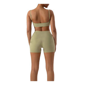 Ensemble de vêtements de sport pour femmes avec logo personnalisé, tenue de fitness, vêtements de sport, soutien-gorge de sport, haut court, leggings, ensemble de yoga sans couture - Product Image 4