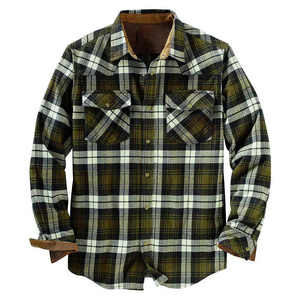 Chemise en flanelle à carreaux orange pour homme, manches longues, boutonnée, décontractée, respirante, 100 % coton, séchage rapide, légère, tricotée, col rabattu, printemps - Product Image 2