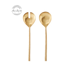 Luxury Gold Salad <b>Servers</b> Set Stainless Steel Serving Spoons Kitchen Utensils Dinner Party - Product Image 1