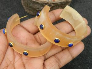 Boucles d'oreilles sculptées en corne de bœuf naturelle, artisanales, écologiques, bijoux de mariage pour femmes, inspirées de l'Afrique, artisanat naturel - Product Image 3
