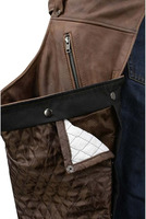 Samroz Sports Chaps en cuir personnalisables de haute qualité pour hommes, style vintage Crazy Horse marron, doublure thermique, pour moto, toutes tailles