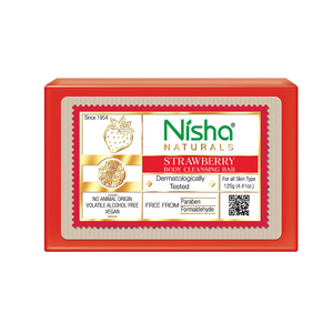 Savon nettoyant pour le corps à la fraise Nisha 125g Sans paraben Vegan Nettoyage doux pour une peau douce Convient à tous les types de peau Hommes et femmes - Product Image 1