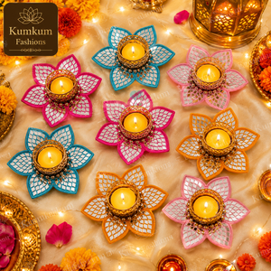 Hot Selling Indian Handmade Eco-friendly <b>Mirror</b> Lotus Tealight Candle Holder Temple Decor Diwali Home Decor Wedding Christmas - Product Image 4