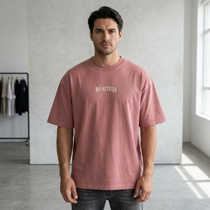 <b>Men's</b> <b>T</b> <b>Shirt</b> Dusty <b>Pink</b> Crew Neck Short Sleeve Relaxed Fit Text Print Casual Tshirt Streetwear Clothes <b>T</b> <b>Shirt</b> - Product Image 1
