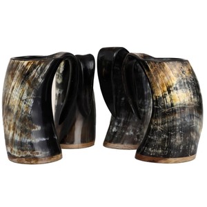 Mug en corne de bœuf Viking fait main, authentique et naturel, pour bière et vin, thème médiéval, vente en gros - Product Image 1