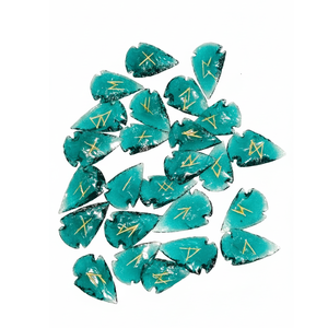 High quality aqua arrowhead rune set Crystal Rune Wicca Energy natural <b>stone</b> for Divination and Intuition Meditation Protection - Product Image 6
