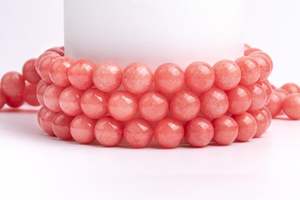 Cuentas sueltas redondas de cuarzo rosa coral de calidad para la fabricación de joyas, pulseras, collares y manualidades. - Product Image 3