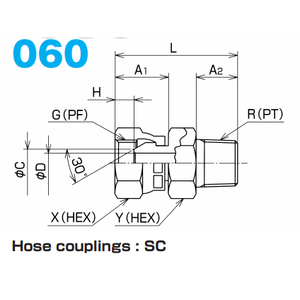 NITTA <b>Hydraulic</b> <b>Parts</b> Hose Coupling 060 with 30째 Male Seat - Product Image 1