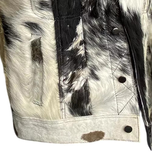 Premium <b>Men</b> Faux Fur Jacket Black White Cow Pattern <b>Long</b> Sleeve Fashion Winter <b>Coat</b> Regular Fit Single Breasted - Product Image 6
